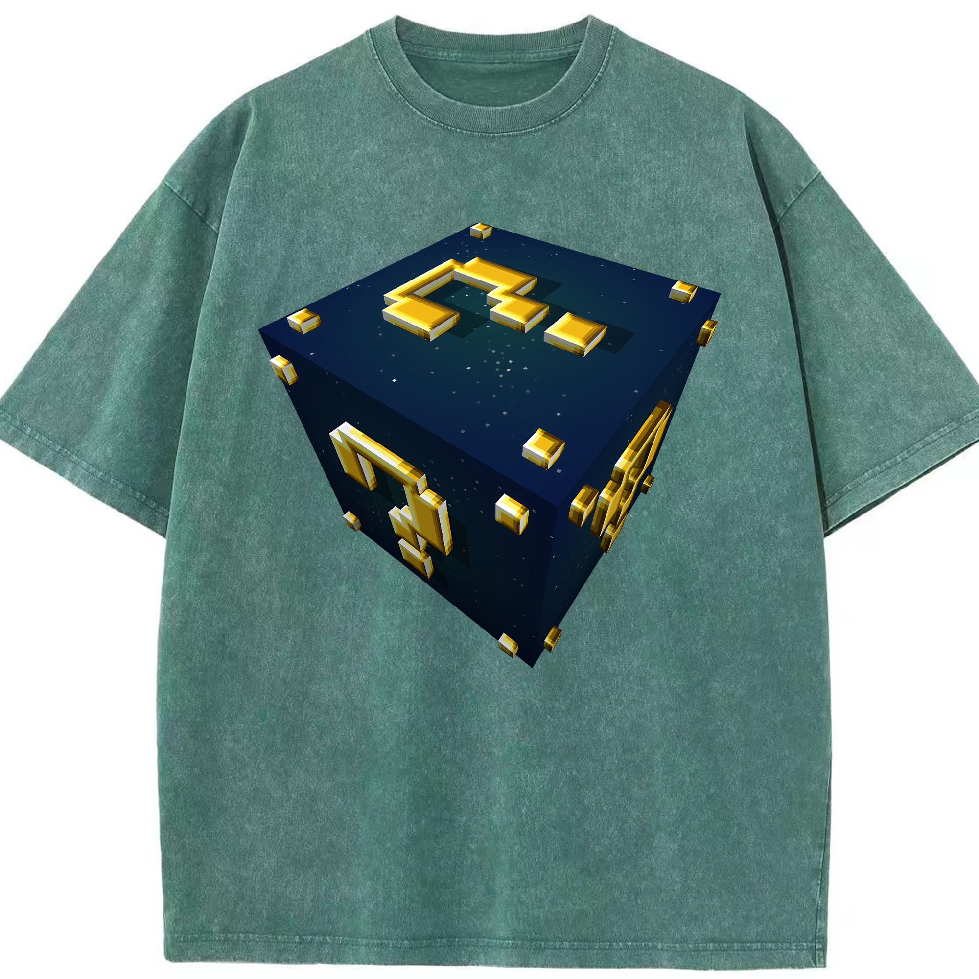 （画像用） マインクラフト ブロックの世界 Minecraft MC Block world 綿100% ヴィンテージ風 半袖Tシャツ（フロントプリント）